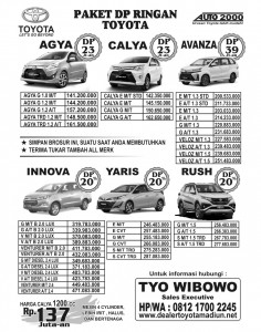 Update Harga Toyota Madiun Promo Dp Ringan Segera Hub : Tyo 081217002245